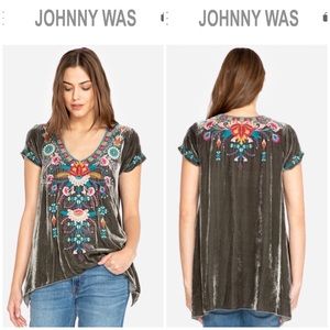 Johnny Was •. Delphine Velvet Drape Top
